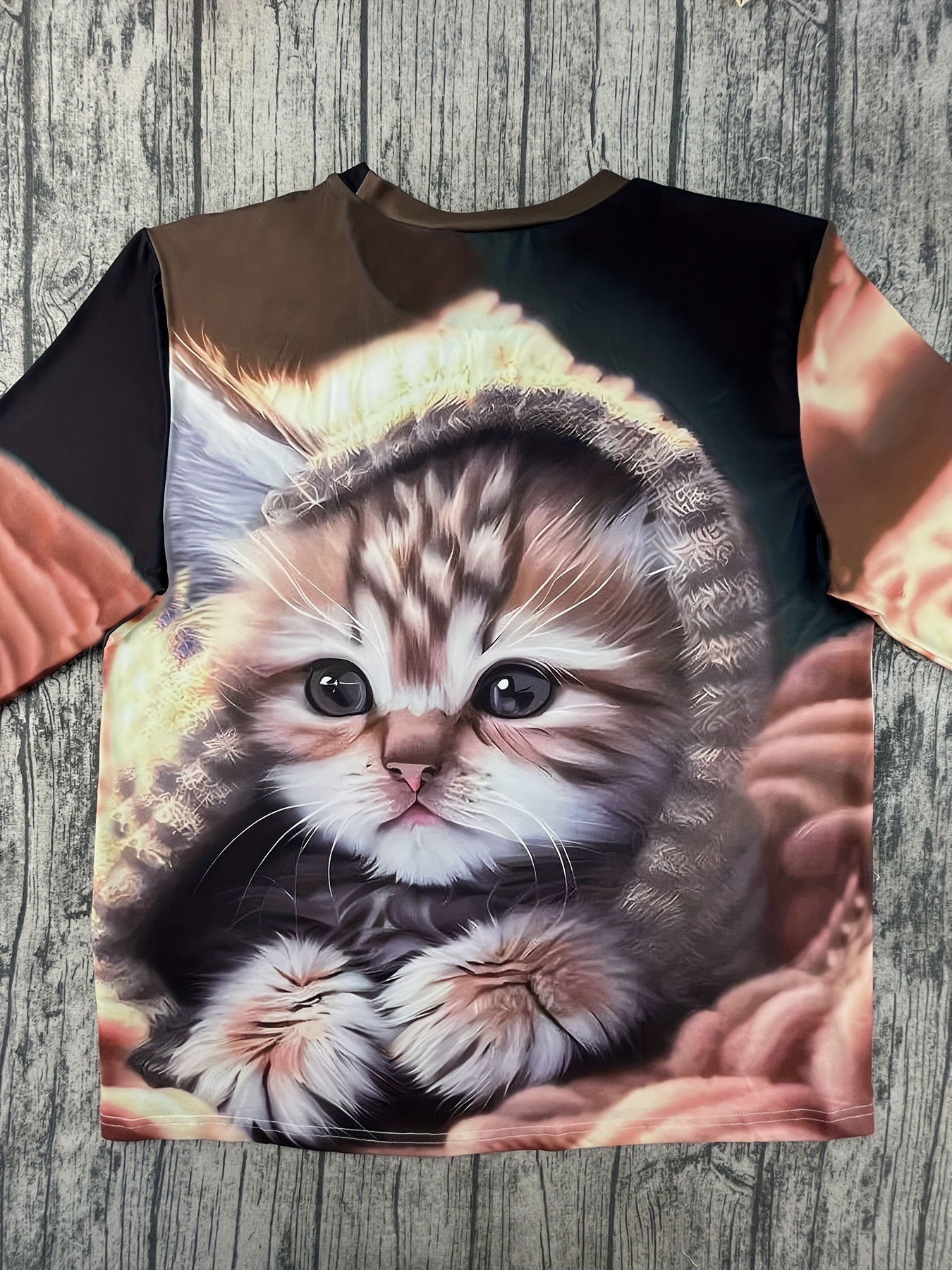 pull élégant femmes à imprimé chat col rond confortable Temu