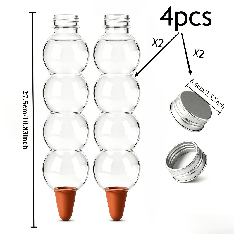 TEMU Kit combiné de 4 pièces pour plantes en pot (2 couvercles et 2 bouchons de gouttière à lente), ensemble d'arrosage automatique de grande avec