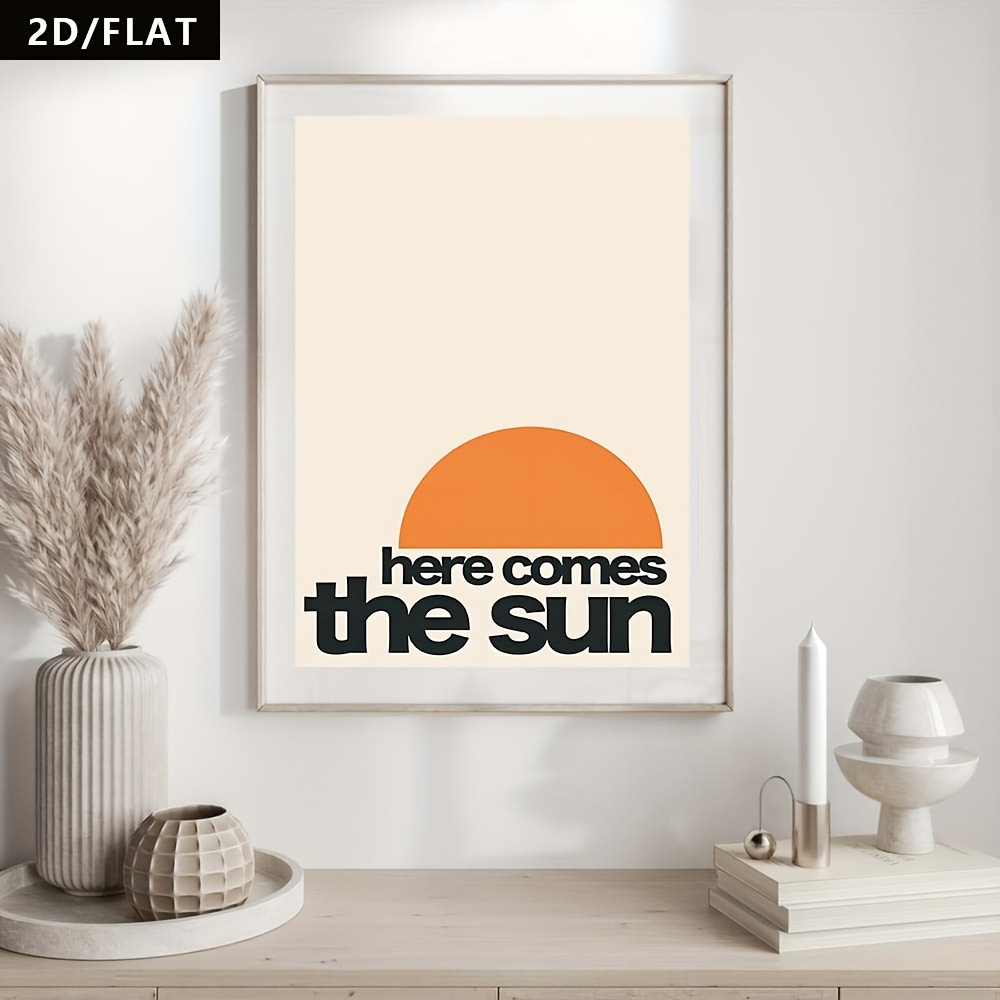 E-shop "Here The Sun" Moderne minimalistische Heimdekoration, Rahmenlose Wandkunst, Leichte Text-Zitate Kreative Leinwandposter, Büro, Schlafzimmer,