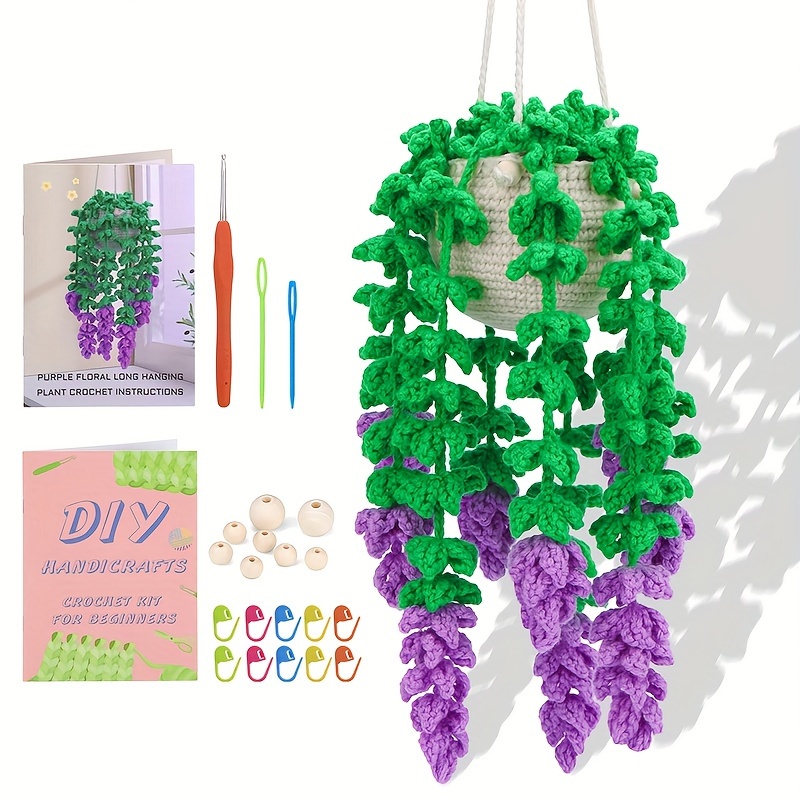 

Wisteria Flower Beginners Crochet Kit, Hanging Basket Crochet Starter Kits With Step-by-step Video Tutorials, Hanging Potted Plants Knitting Starter Pack For Beginners Decoration
