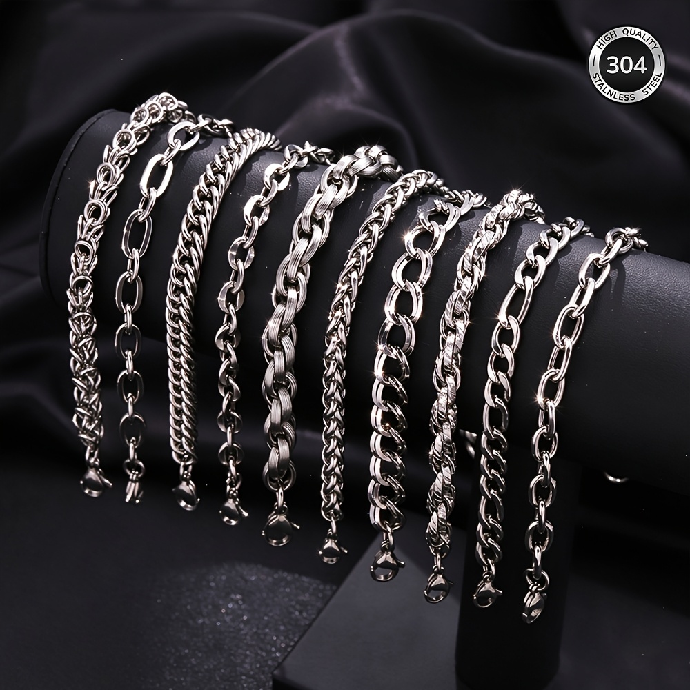 3pcs Men's 304 Stainless Steel Hip Hop Chunky Bracelet Set