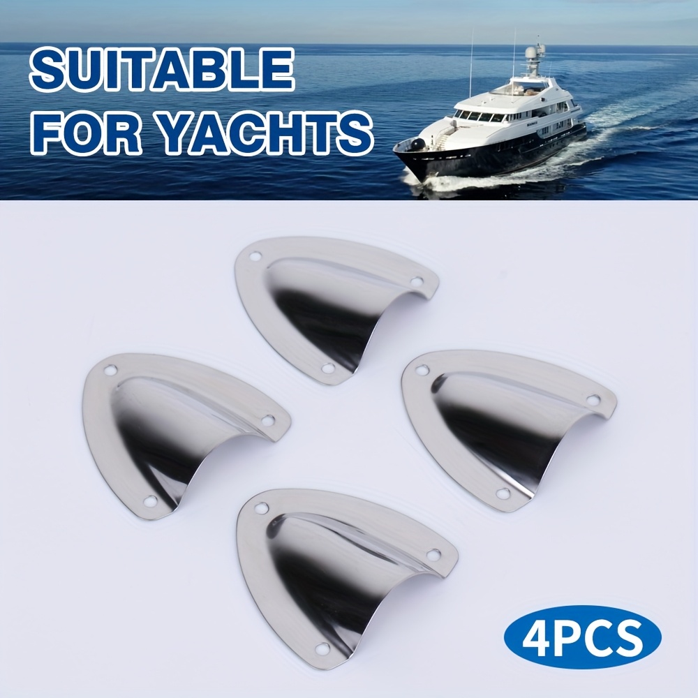 Image of Set Of 4 Marine-grade Steel Shell-style Wire And Cable Vent Covers Measuring 2.2 Inches By 2.3 Inches, Designed For Boats To Cover Vents For Wires, Hoses, And Storage Compartments