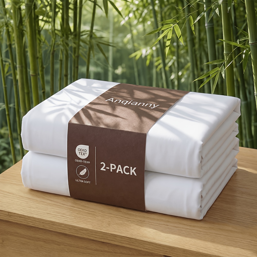 TEMU 2-delige luxe verkoelend hoeslaken van bamboe, 40% bamboevezel + 60% microvezelmix - ultrazacht en ademend, , geschikt voor 4 seizoenen,
