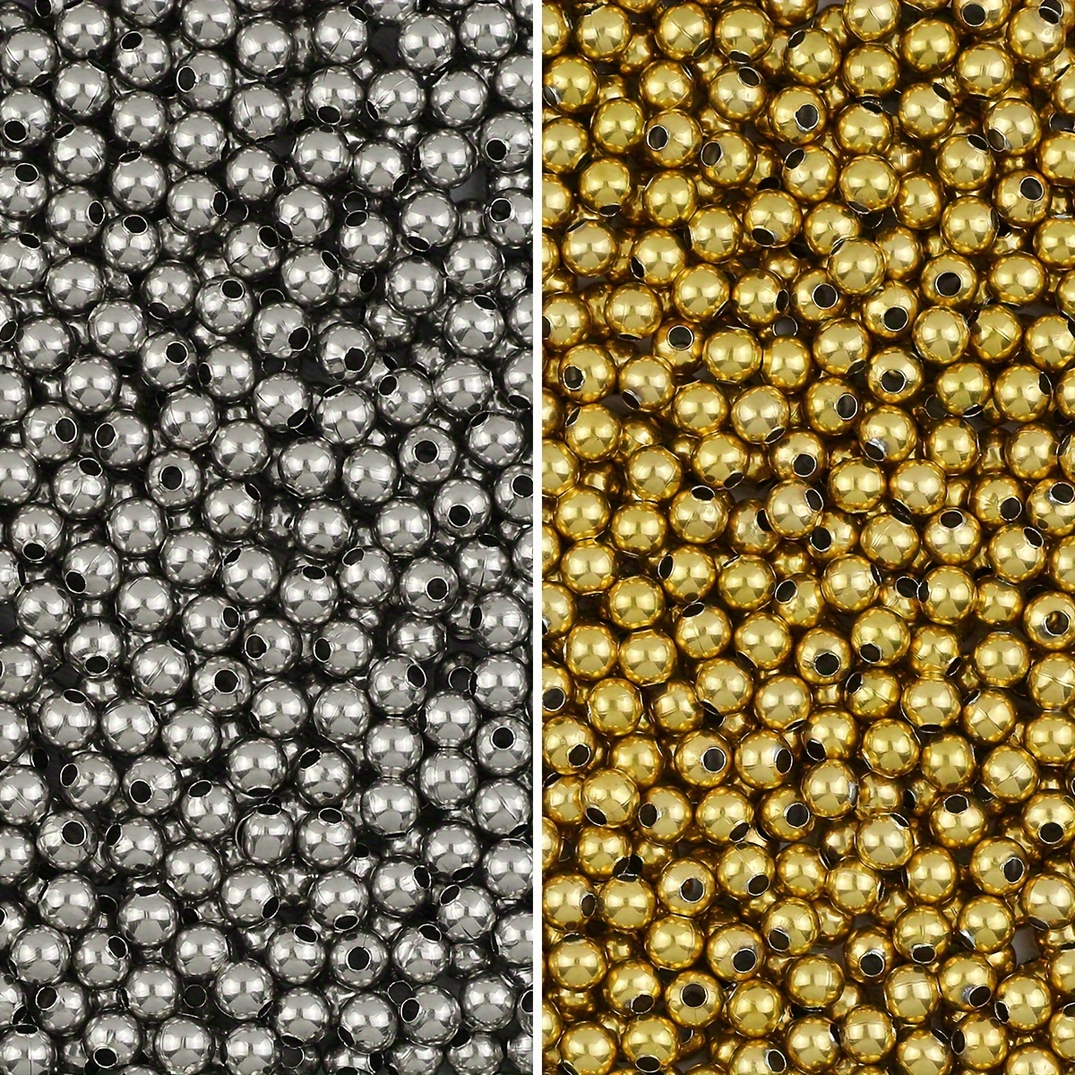 

3/4/5/6/8mm Golden And Silver Stainless Steel Beads For Making, Suitable For Bracelets And Necklaces.