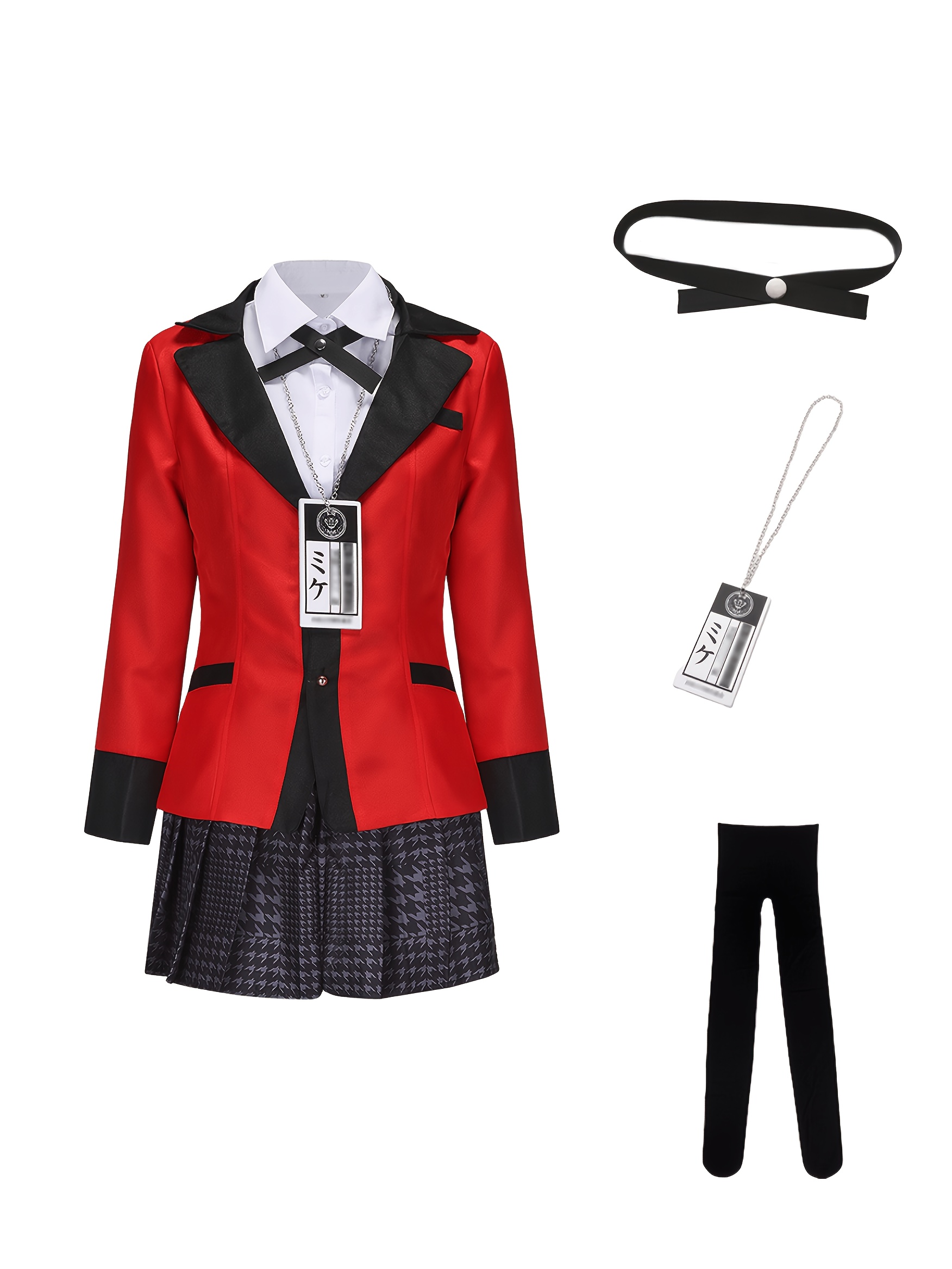 Kakegurui Cosplay Costume Set - Snake Kiki, Miko & Peach Kiki, Roruqi & Kiki Yamihi, Full Jacket, Shirt & Skirt