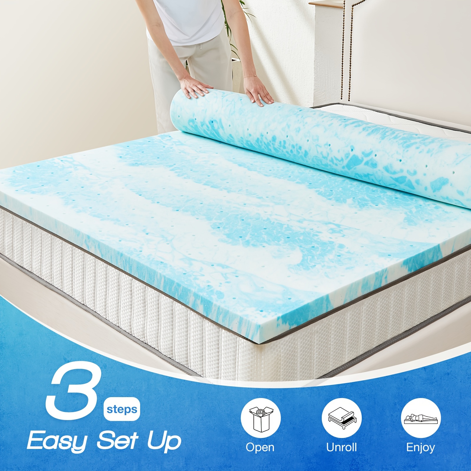 

Mattress Topper - 2 Inch Gel Memory Foam Mattress Topper For , Cooling Mattress Topper