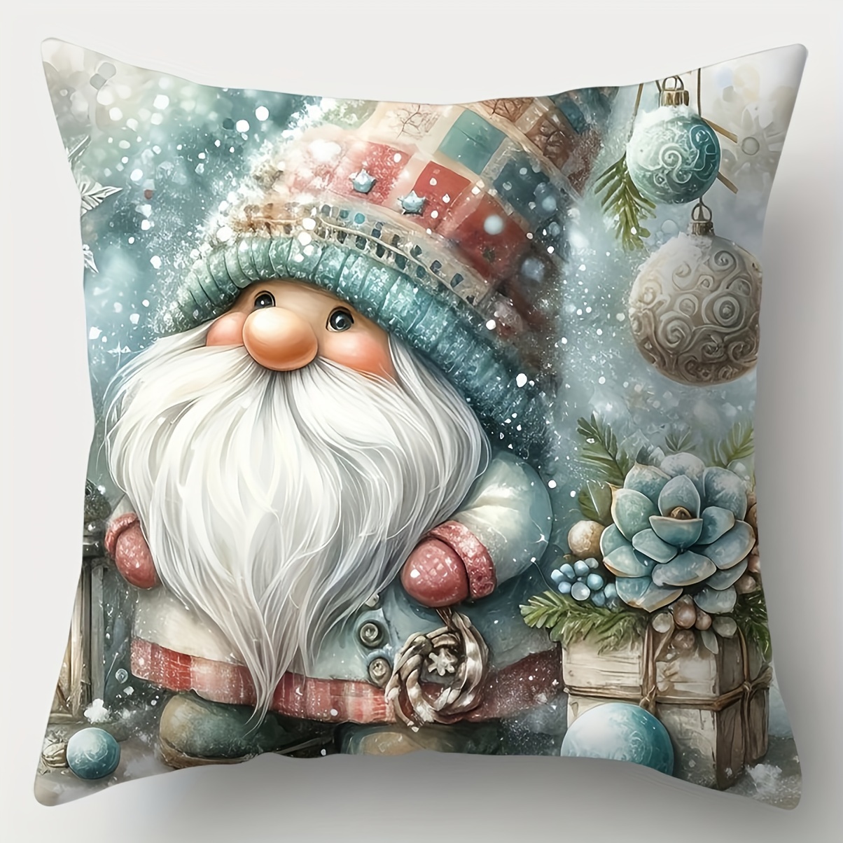 

4-pack Christmas Pillow Covers, 18x18 Inches, Contemporary Style, Polyester, Zippered, Washable, Printed, Stain-resistant, For Home, Car, Bedroom, Office, Sofa, Multi-use Room Decor