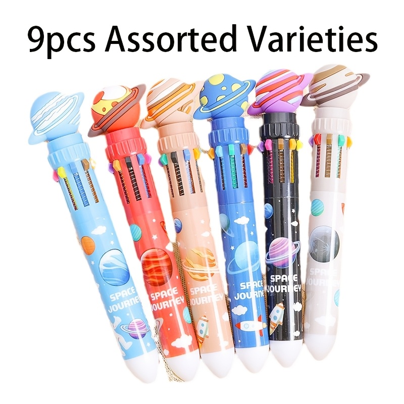 Image of 9pcs Space Planet Ten Color Ballpoint Pen, Integrated With Ten Colors, Smooth Writing, Clear Handwriting, Office And Study Supplies, Suitable For Writing, Drawing And Marking - Assorted Varieties