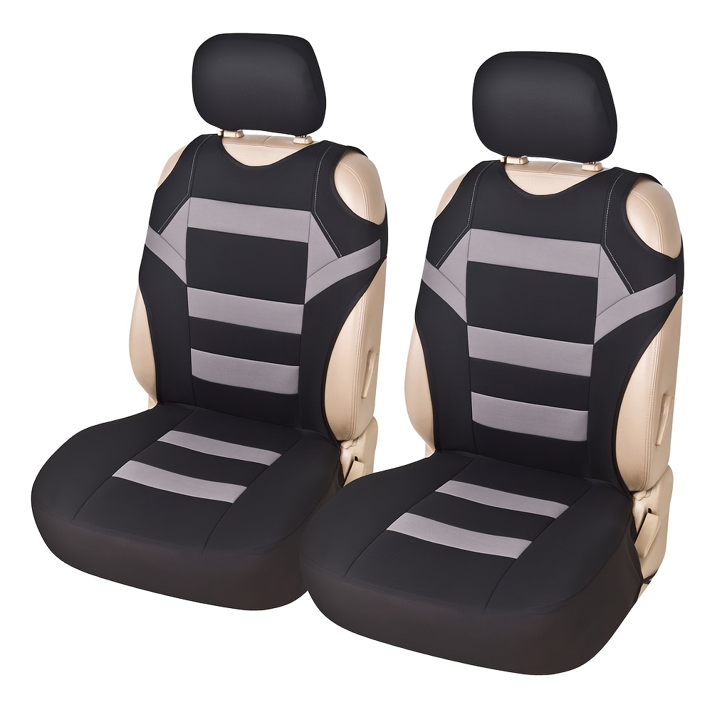 Image of Red Car Seat Cushion Set Of 2 T-shirt Design Front Car Seat Cover Universal Seat Protector For Car Seats Polyester Fabric
