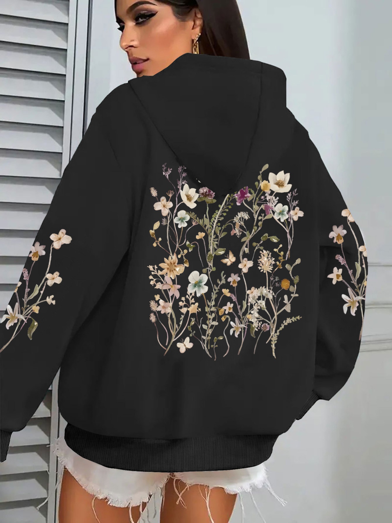 Tシャツ・カットソー +AMBLER+ Three star embroidery unisex hooded sweatshirt blac Authentic HTF Gucci Tiger Embroidered Hooded Sweatshirt Men
