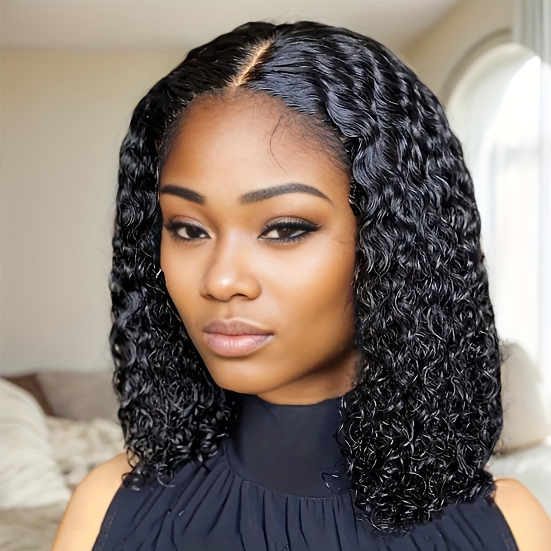 TEMU Women's Glueless Lace Front Wig Suitable For - Short Bob Wigs With Deep Wave/curly Synthetic Hair, Pre & Pre Cut, 3d Dome & For Daily Use, & Cosplay (no Glue Needed)