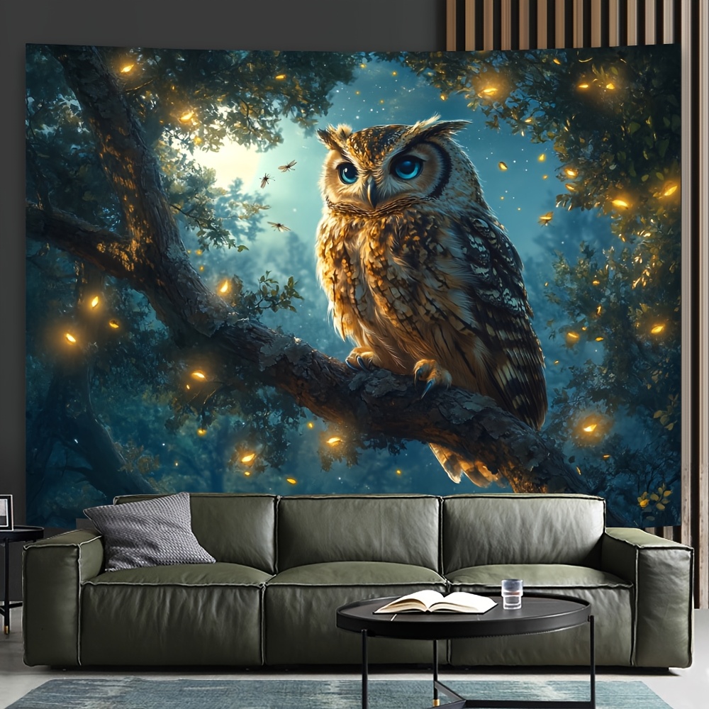 Eulen Wald Wandteppich Für Wohn- Und Schlafzimmer Dekoration_voghion.com