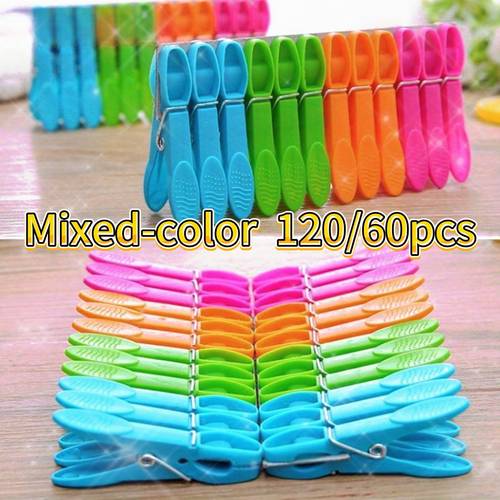 120pcs 60pcs heavy duty plastic clothespins multicolor spring loaded laundry clips for drying kitchen and outdoor use durable clothespin set clothes pins