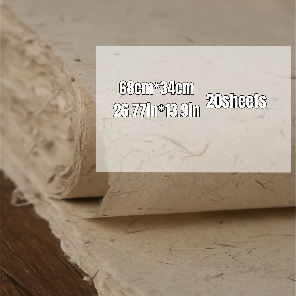 Image of 20 Large-sized Yunlong Xuan Paper - Natural Sandalwood Straw Texture, Rough Edges, Traditional For Painting, Calligraphy, And Gift Wrapping
