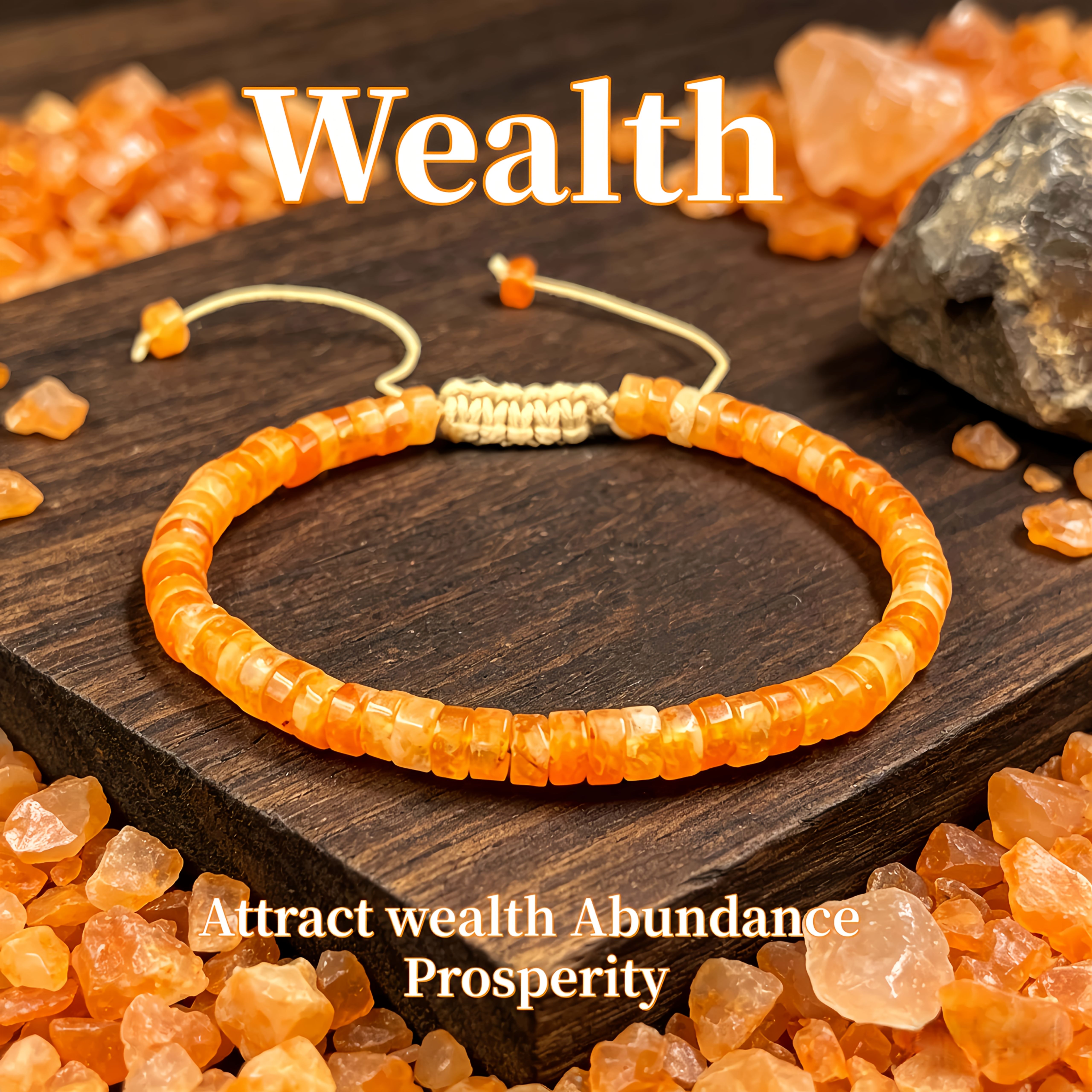Image of 1 Orange Agate Wealth Bracelet, Attracts Wealth And Good Luck, Money-attracting Bracelet - Charm, For Daily Wear, Absorbs Wealth, Fashion Accessory, Natural Stone, Gift