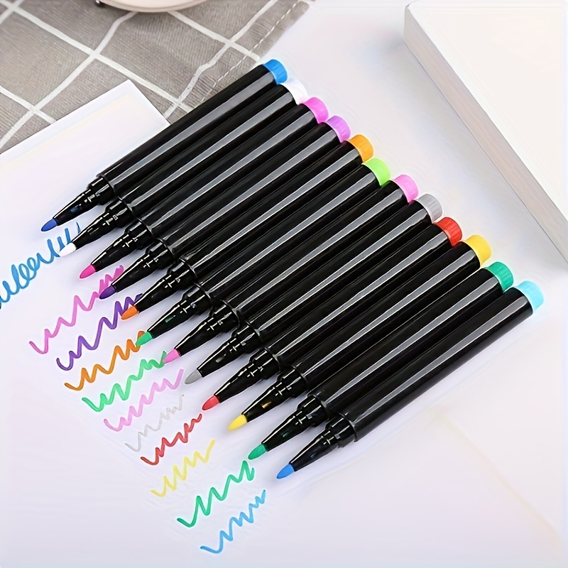 

12-pack Erasable Liquid Chalk Markers, 12 Colors, Water-soluble, Non-toxic, Plastic, Ideal For Led Boards, Acrylic Boards, Blackboards, Office & Study Supplies