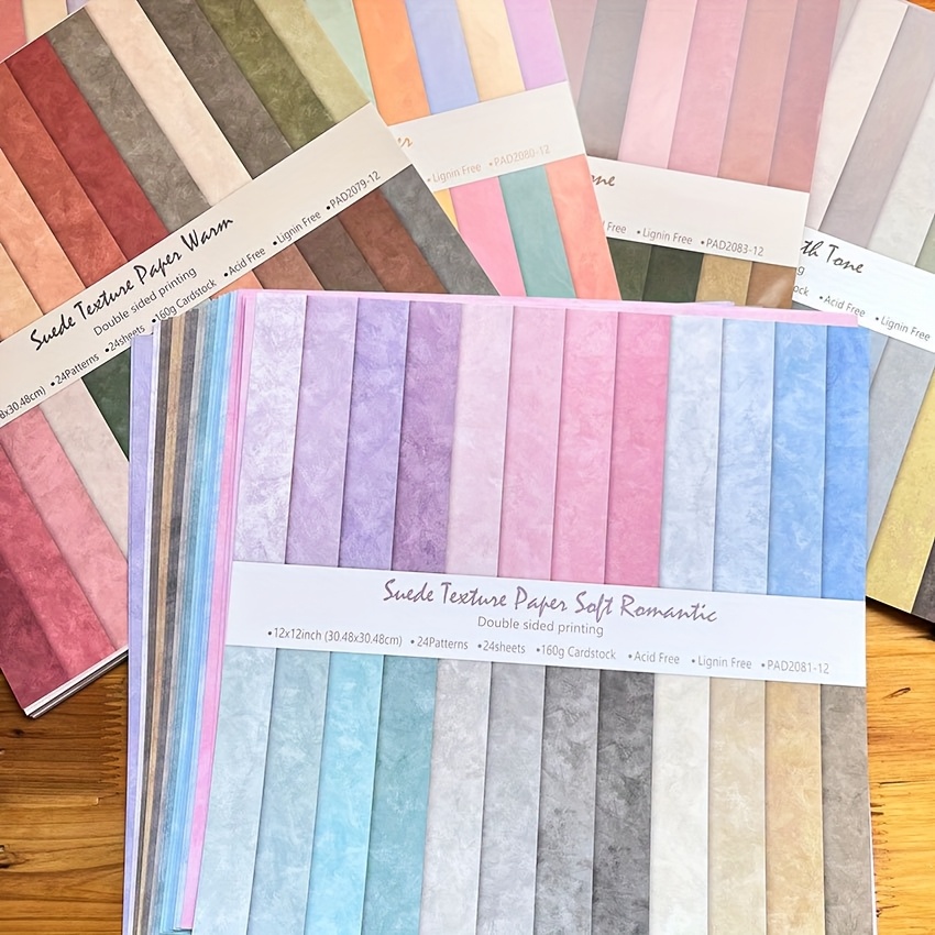 

1 Set Of 24 Sheets Of Color Double-sided Background Paper For Handmade Diy, Photo Album, Greeting Card, Diary And Gift Wrapping Paper, 12" X 12" With Options