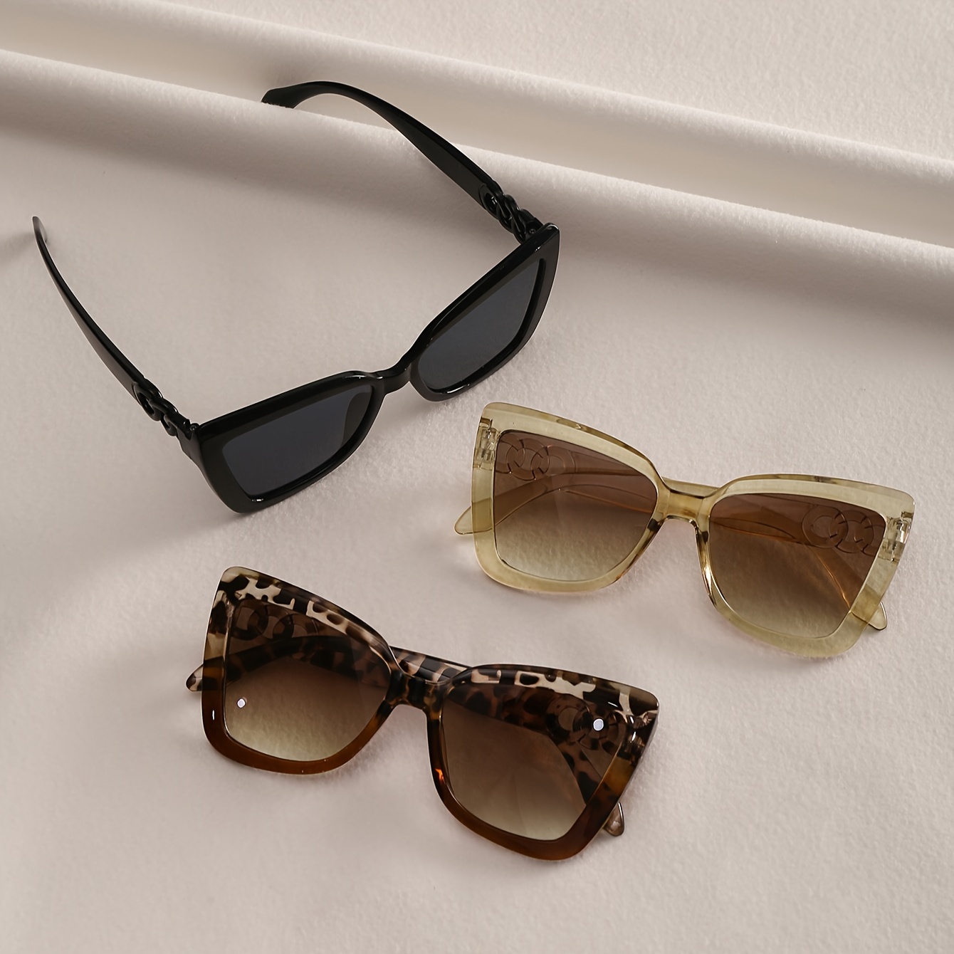 

3pcs Cat Eye Glasses For Women Leopard Print Fashion Eyewear Trendy Ladies Accessory