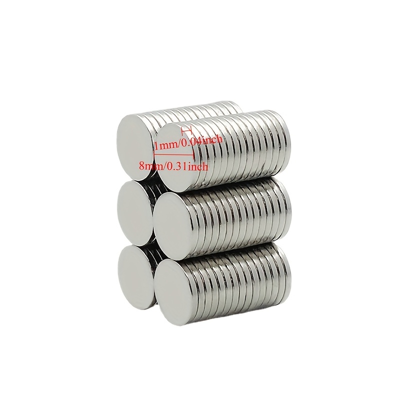 TEMU 100 pezzi, 8 mm x 1 mm, Magneti, Disco magnetico permanente resistente