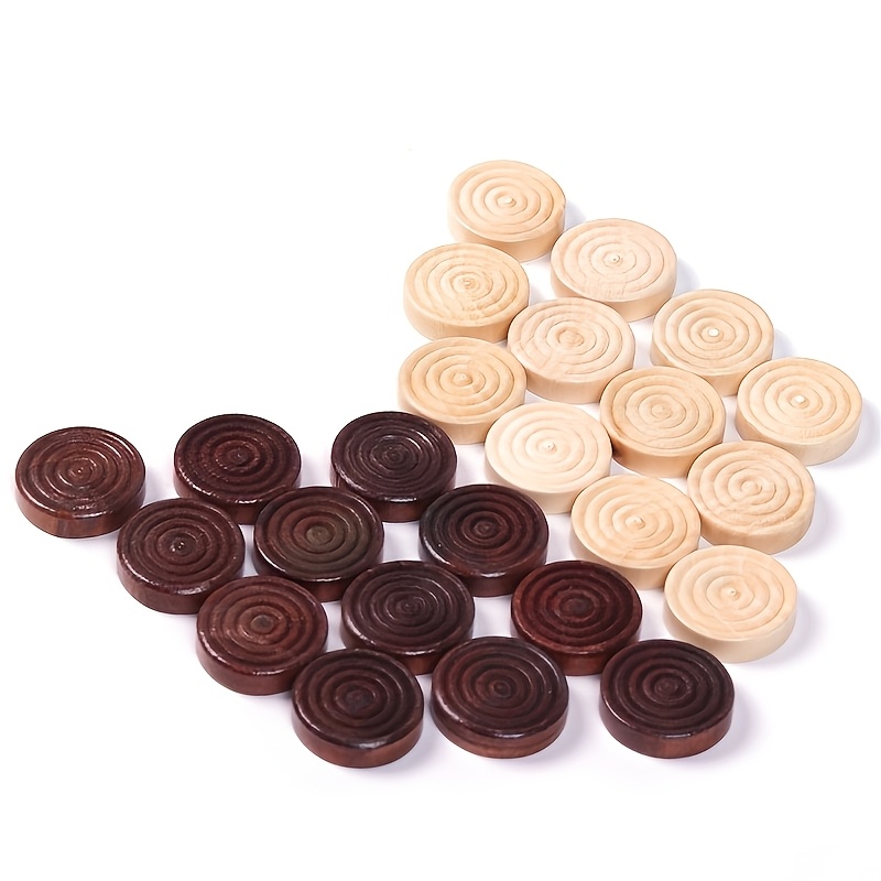 24pcs Solid Wood Wooden Round Checkers Chess Pieces Draughts High Large Chess Pieces Additions Universal Card Props