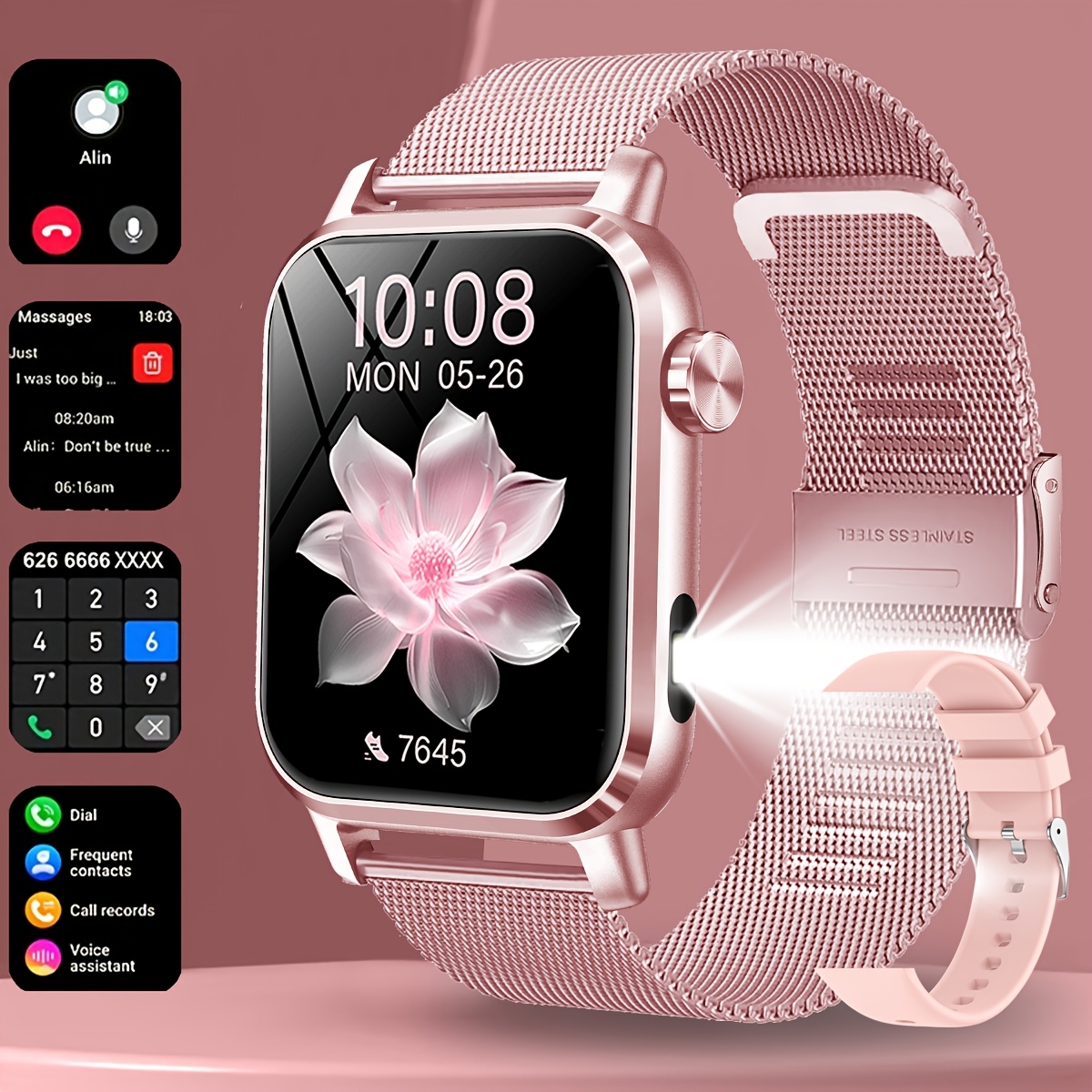 new smartwatch with 3  moving   dial built in led flashlight 1 85 inch large screen   call watch 100 sports   compatible with iphone and   phones answering and making calls message notifications