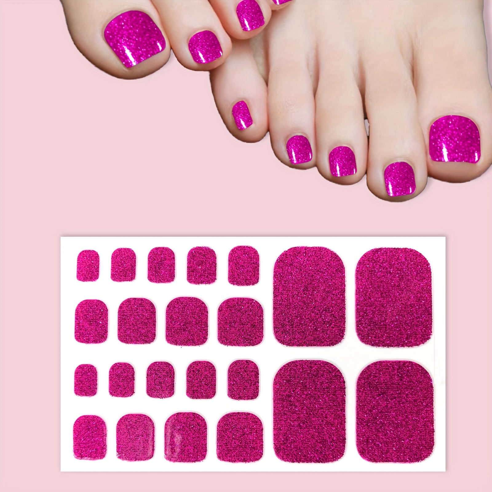 

Full Wrap Toenail Polish Stickers, Glitter Toenail Strips Self-adhesive Gel Nail Strips, Nail Art Decals For Home Women Girls Nail Decorations