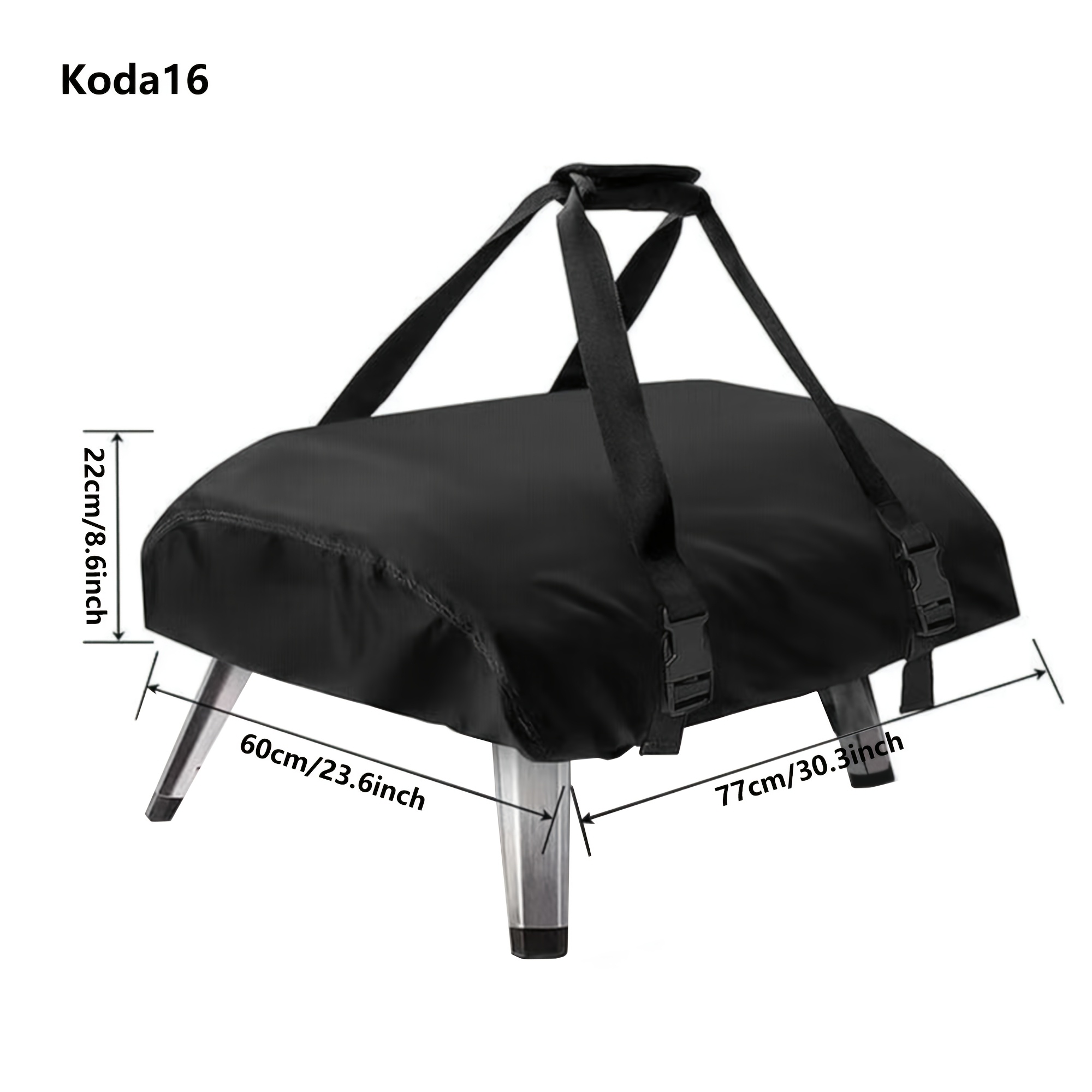 Outdoor Black Pizza Oven Cover Portable Gas Pizza Oven Dustproof Cover With Silver Coated Oxford Cloth - Only