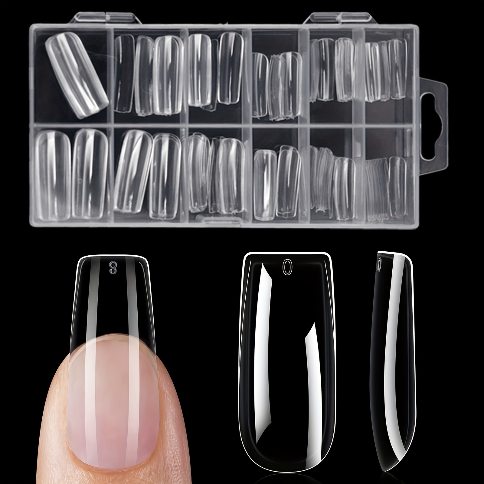 120pcs Transparent Coffin Almond Stiletto Nails, 12 Sizes Full Coverage Acrylic Press-on Nails Suitable For Home Diy Manicure Art And Salon Use Gift For Women's Nail Care Essential Christmas Na