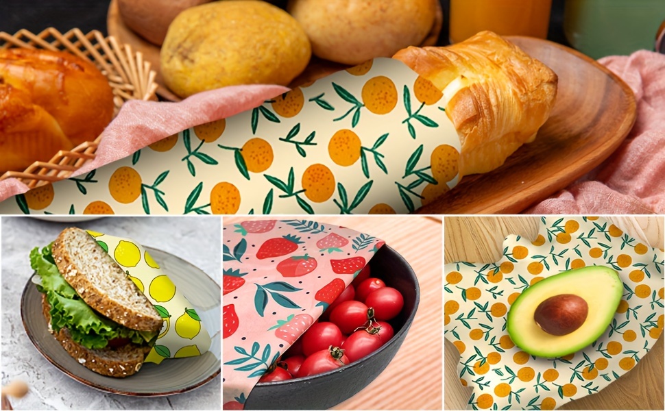 9pcs high quality beeswax food wrap set reusable   storage covers   m l sizes for kitchen decor details 1