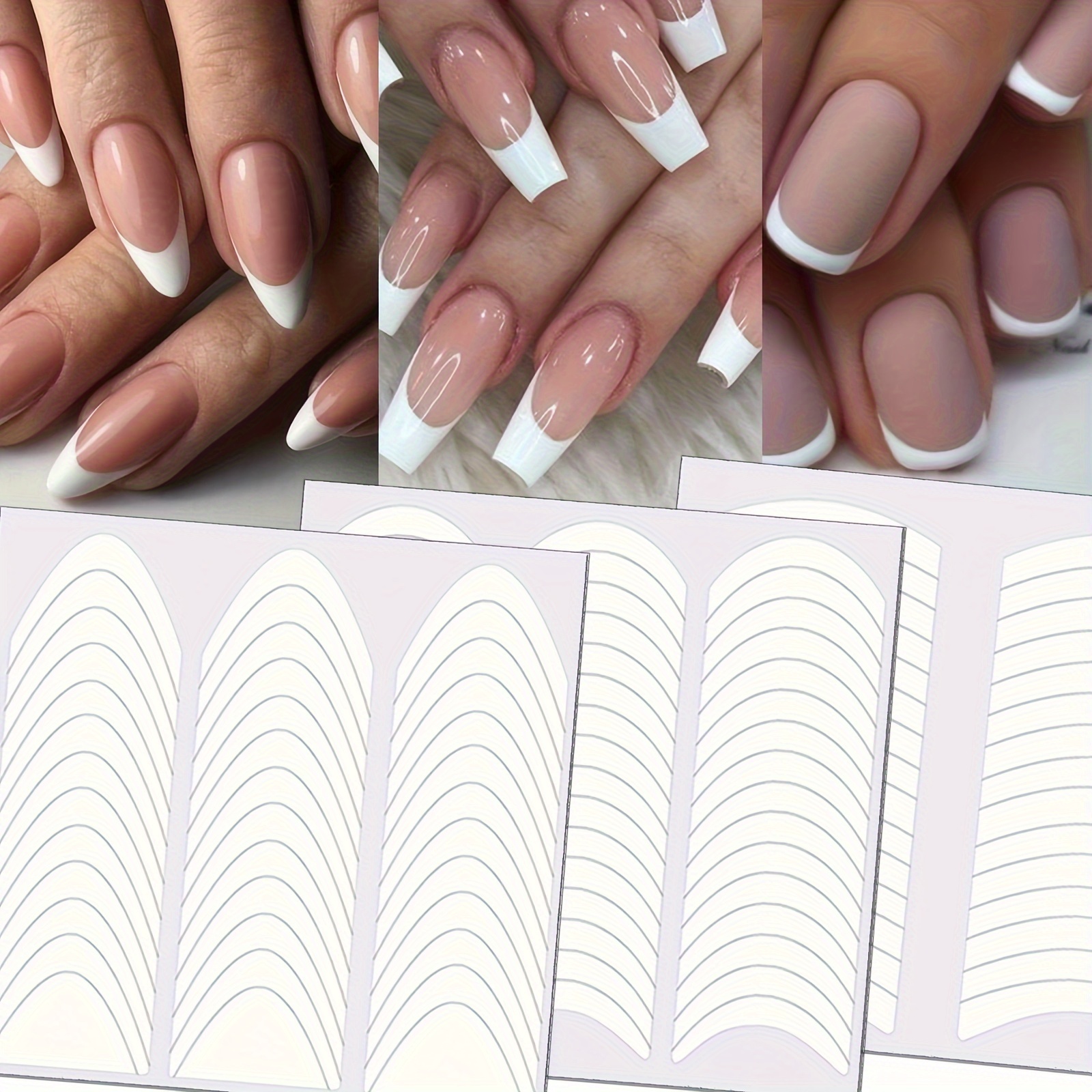 

12 Sheets 456 French Manicure Art Stickers, 3 - Diy Decoration Templates Tool (3 , 12 Sheets)