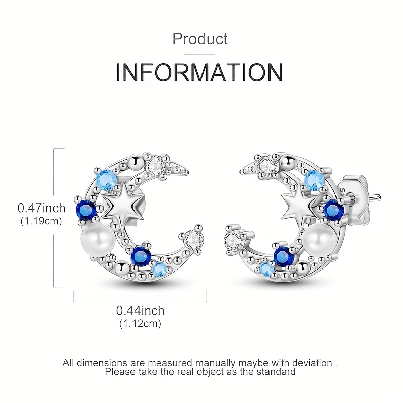 925 Silver Starry Moon Earrings And Style Jewelry Gift