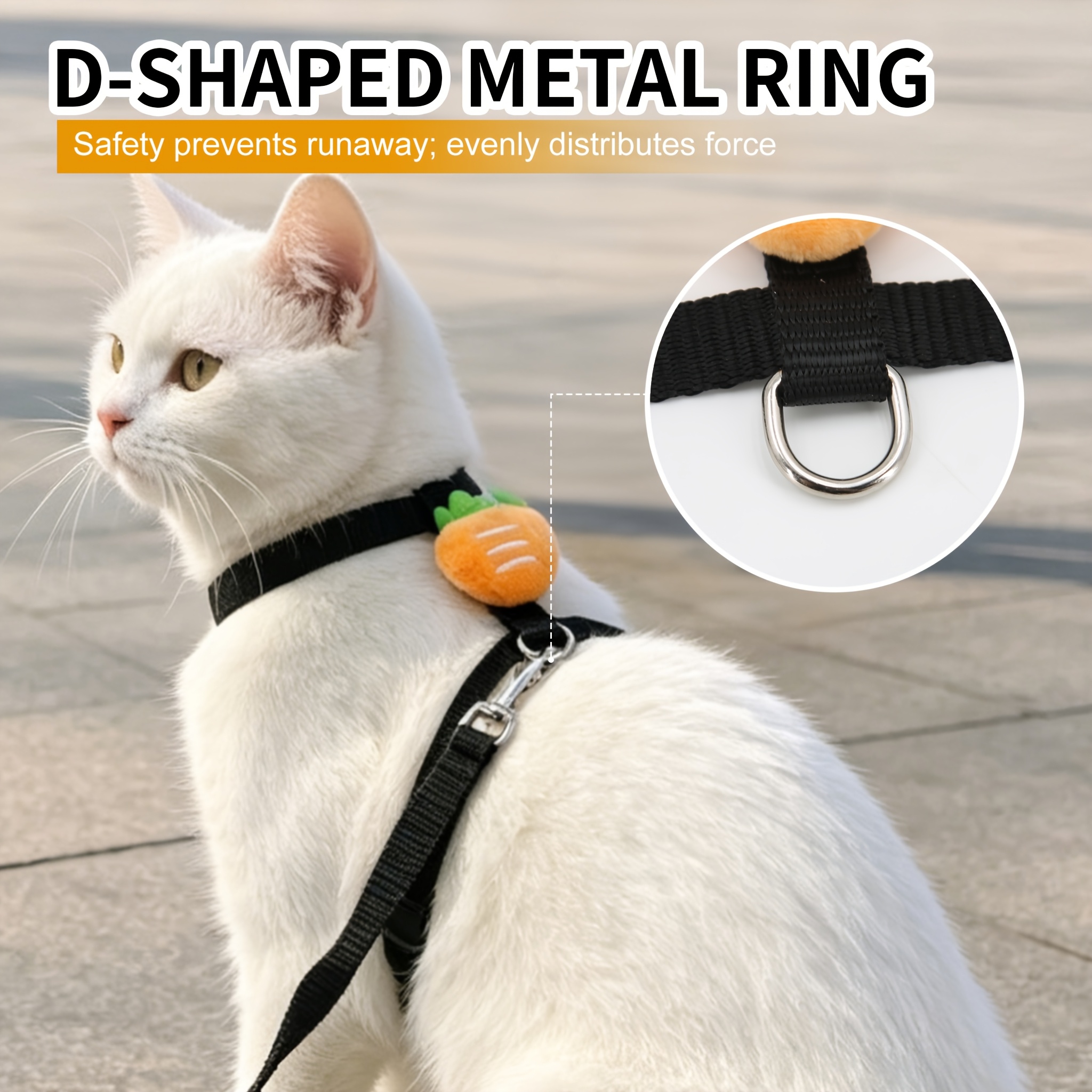 adjustable non choking harness leash system suitable for   rabbits carrot shaped harness with leash sturdy portable collar machine washable training gear for daily outdoor use suitable for pets Product details 4