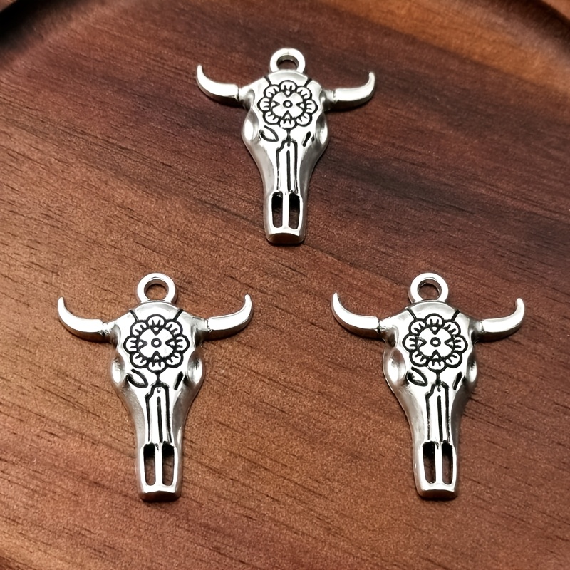 6/11pcs Retro Exquisite Flower Bull Head Pendant Set