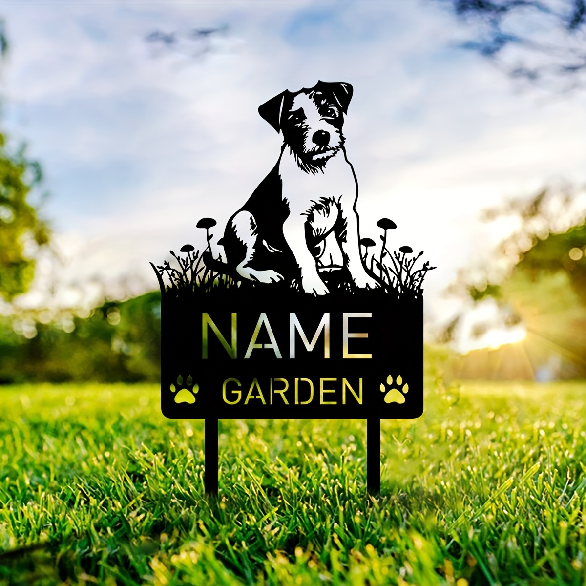 

Custom Jack Terrier Dog Memorial Garden Stake - Personalized Grave Marker With Name Sign, Vintage Style Outdoor Sympathy Decor, Dog Memorial Stone