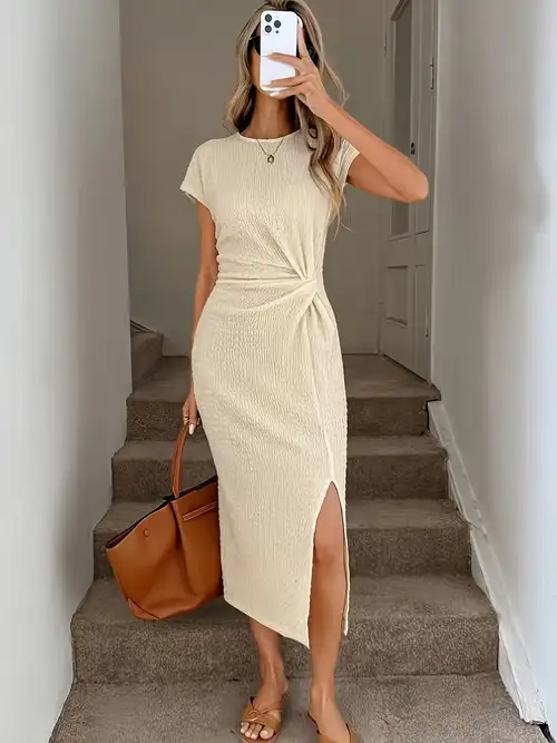 casual cream dresses for women Al Najma Modest Casual Lace Trim Arabic Style Dress For Women Dress Modest Lace Maxi Dress Beige Dresses For Women Cream Dresses For Women