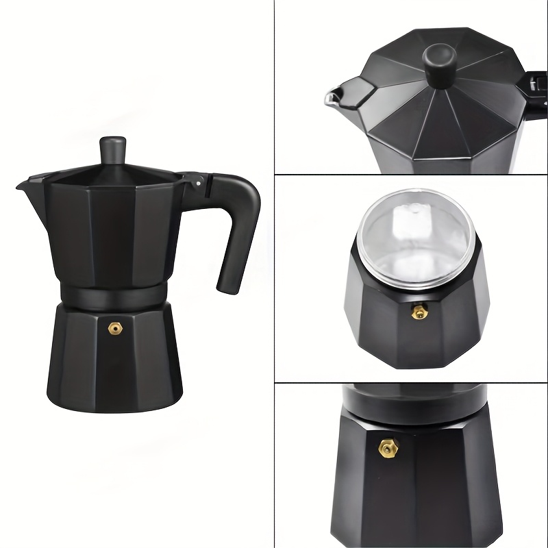 Percolador de café de 3/6/9 tazas - Cocción de café italiano y cubano, fabricante de café griego, construcción metálica duradera, no necesita electricidad, mango y boquilla fáciles de usar, perfecto para uso en casa, oficina o cafetería, bar de café, equipo de oficina para café, acabado metálico elegante, material fácil de limpiar