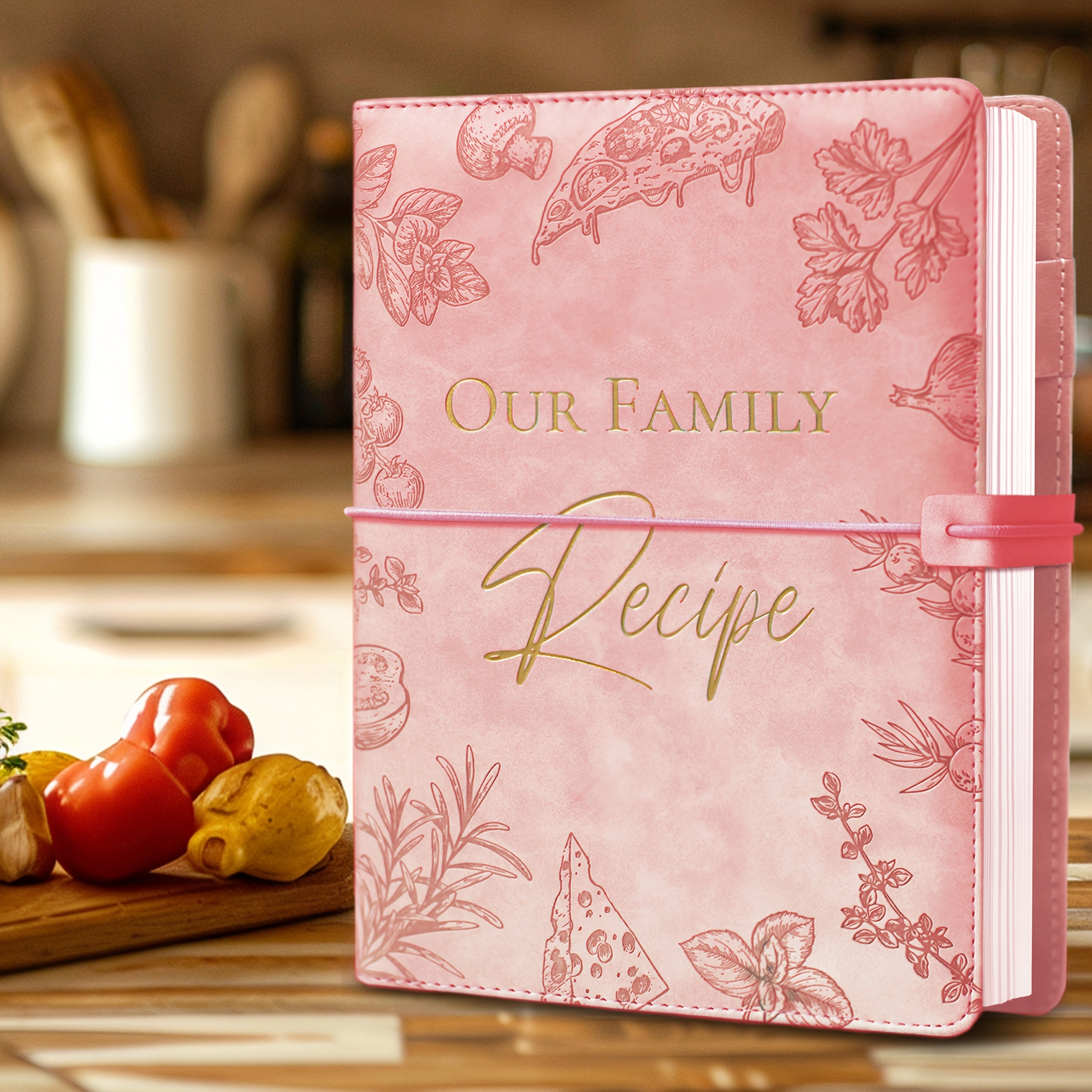 TEMU Elegant Binder Book - 194-page Blank Recipe Book With Paper Binding | 7'' X 9.5'' Cookbook For Cooking Enthusiasts, Personalize With Photos,