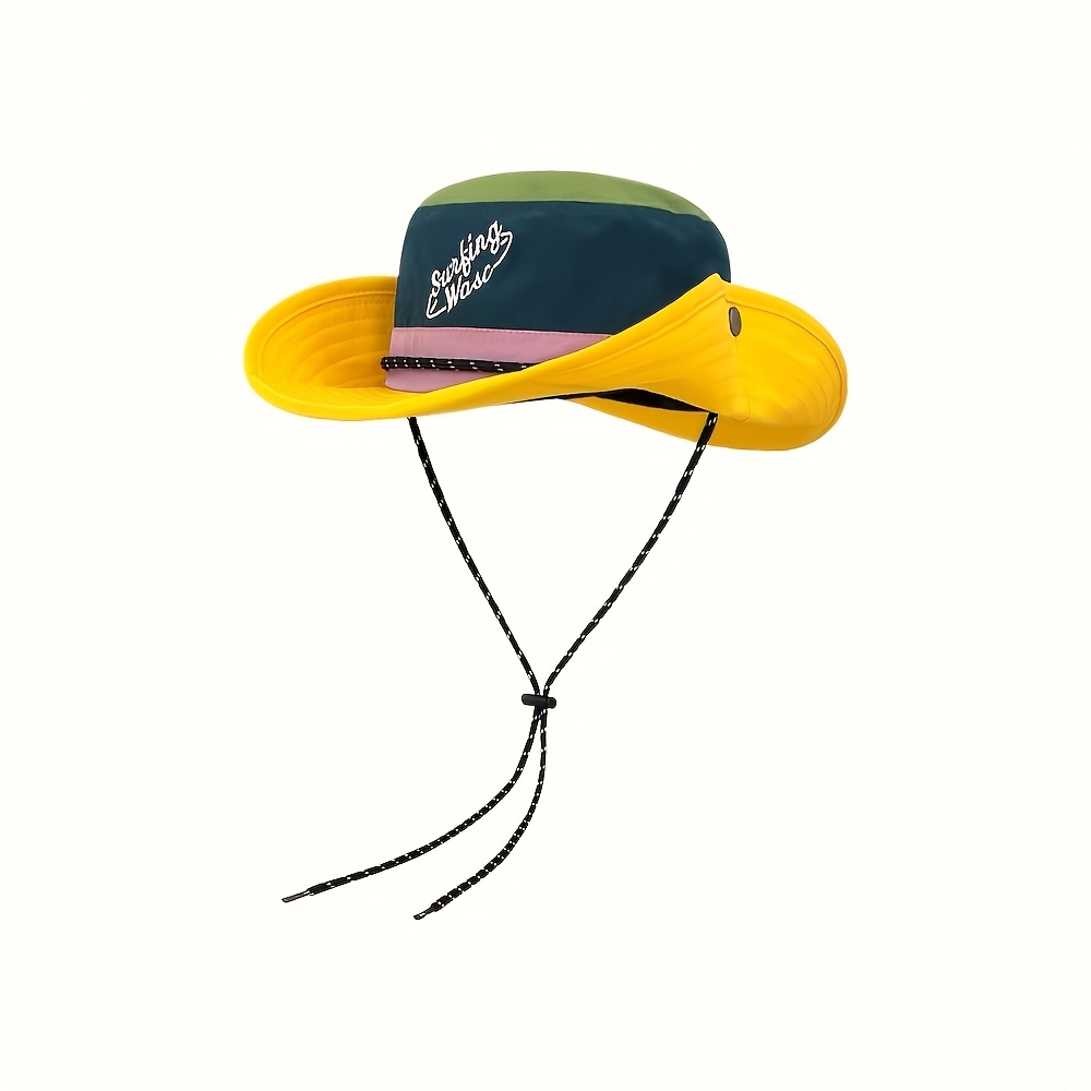1pc Summer Outdoor Color Block Quick-drying Foldable Fisherman Hat Color Block Bag Mountaineering Hat