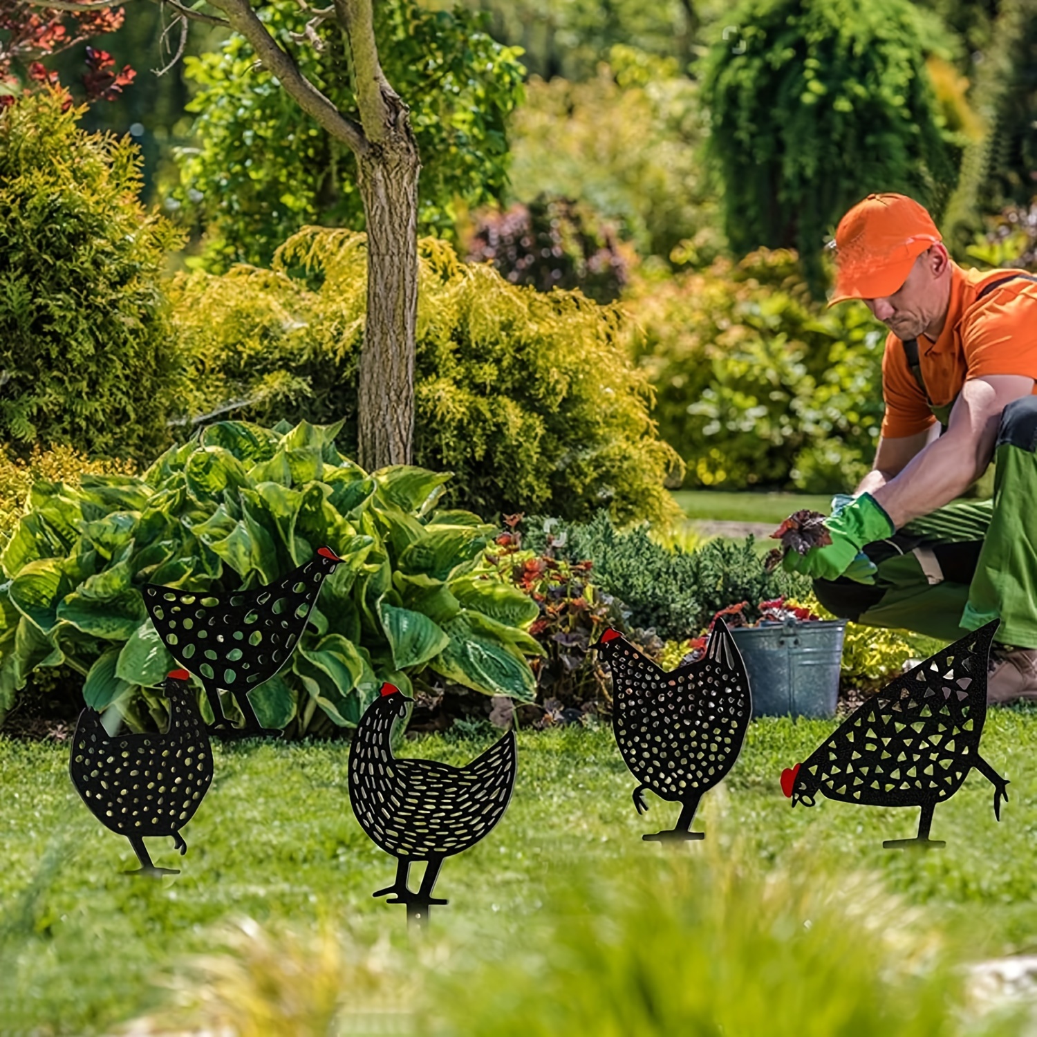 

5pcs Piquets de Jardin Noir en Acrylique - Ornements de Pelouse Réalistes, Pas de Batterie , Décoration Extérieure