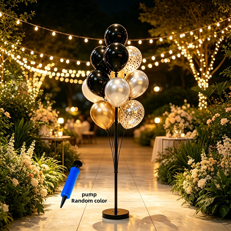 TEMU Stand Set, Adjustable Balloon Column Stand Kit, Inflatable Weighted Base, Reusable Balloon Accessory Set Including 1pc Random Color Balloon Air