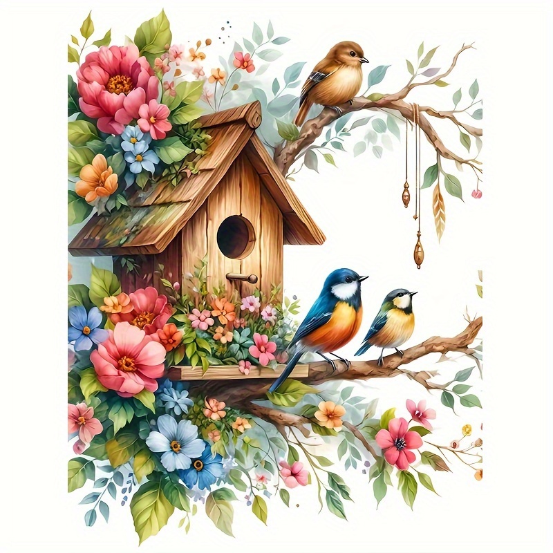 

Diy 5d Diamond Painting Kit - Cottage & Birds | Full Round Drill Canvas | Perfect For Beginners & Craft Lovers | Ideal Home Decor Gift Diamond Painting Kits Accessories Small Diamond Painting Kits