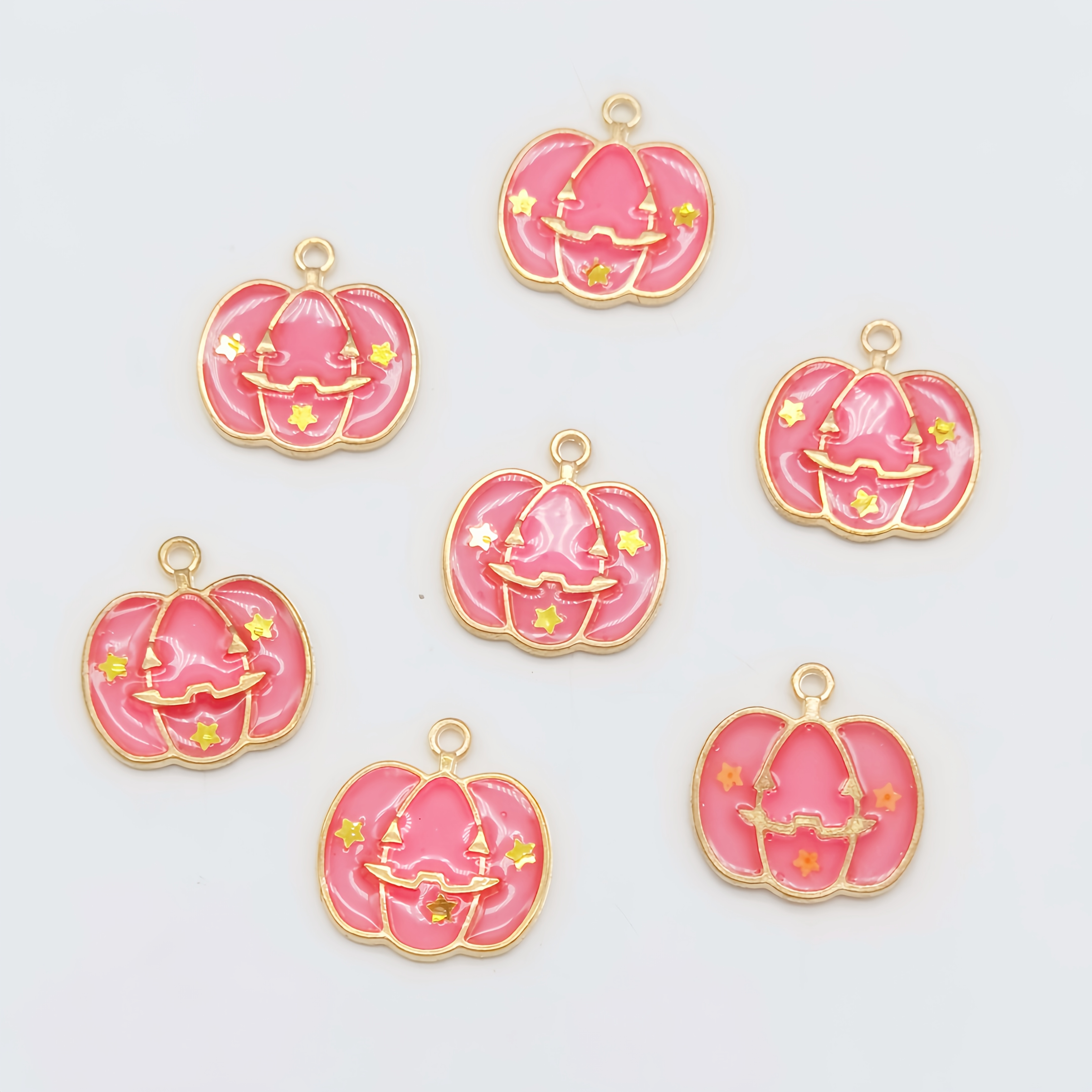 TEMU 10pcs Halloween Pumpkin & Witch Hat Charms - Alloy With Enamel Finish, Vibrant Glitter Accents For Making, Earrings, Necklaces, Bracelets -