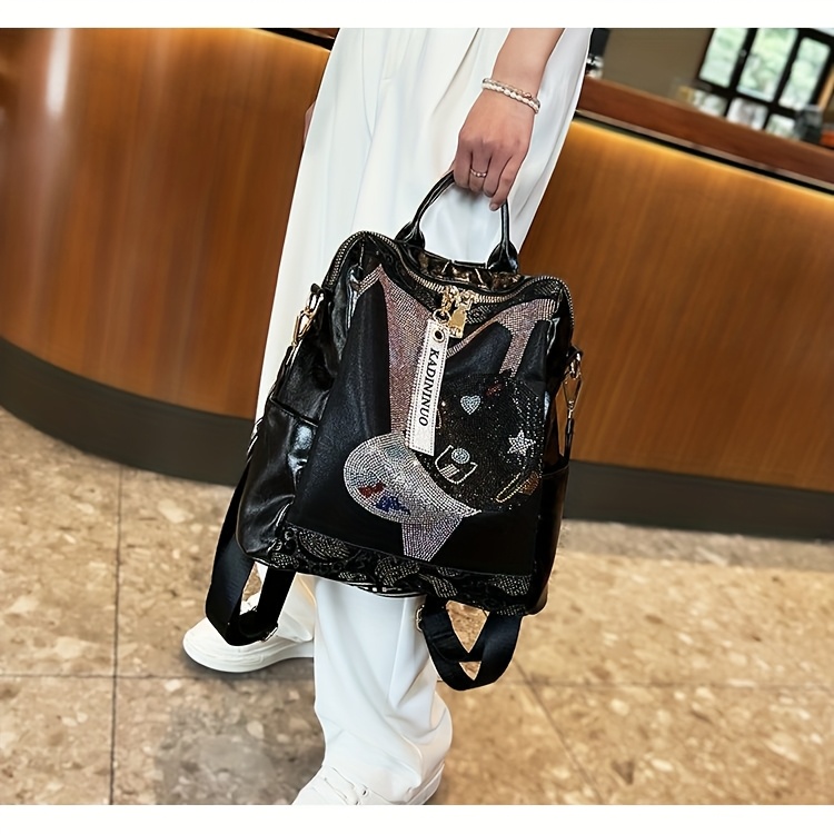 popular stylish womens backpacks rhinestones Temu