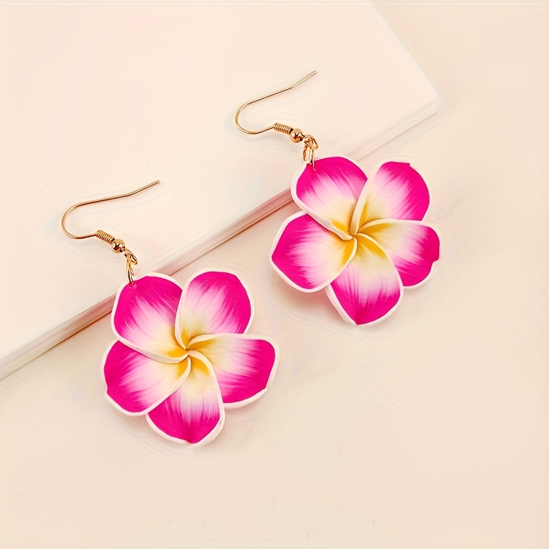 5 Pairs Sweet Clay Flower Earrings Set, Bohemian Style