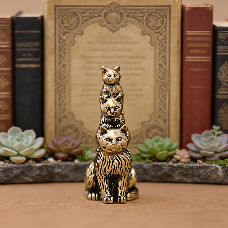 TEMU Brass Cat Figurine Statue, Handcrafted Sculpture For Home And Office Décor, Suitable For Collecting, A Gift, Ideal As A Christmas Present,