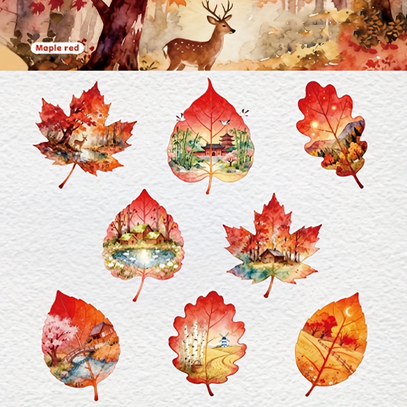 TEMU 1 Pack, Sticker Scenes On Leaves, Exquisite Patterns For Creative Ideas To Decorate Journals And Photo Frames. For Diary Enthusiasts And Planner