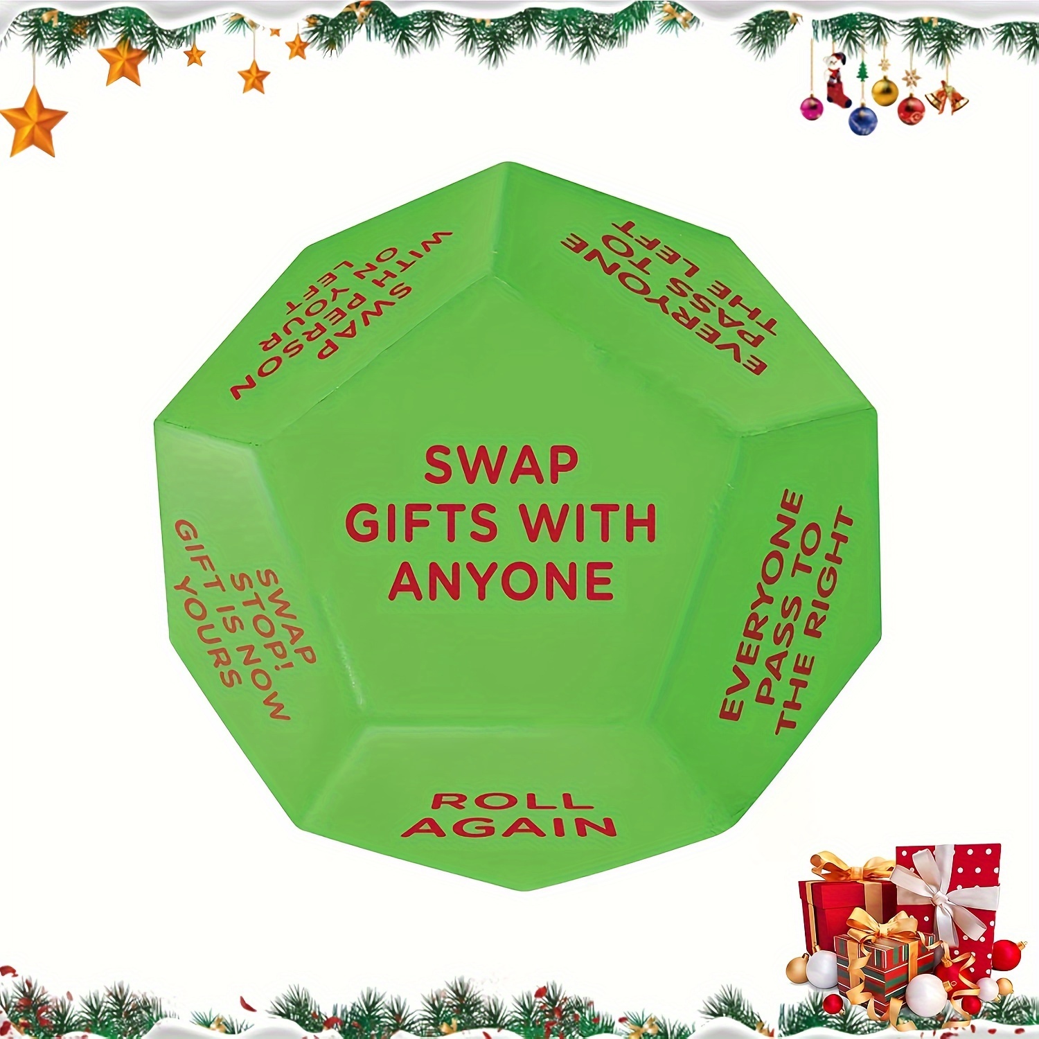 

[customer ] 2025 Santa Gift Exchange Dice - 3x3 Inch, 12 Unique Sides For Christmas Party Fun & Family Games, Christmas Toys