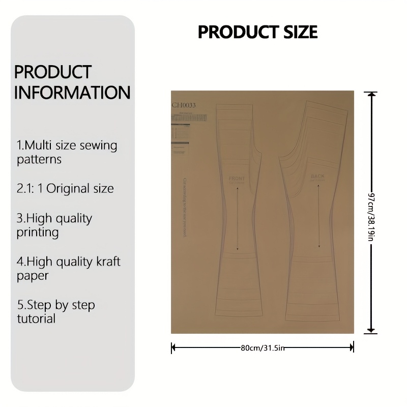 E-shop Elena Hosen Größe 9 (6M - 10J) Nähmuster, 1:1 Maßstab Schnittmuster, Anfänger-Nähset, Kleidungs-Prototypenmuster, Perfekte - Modedesign-Vorlagen