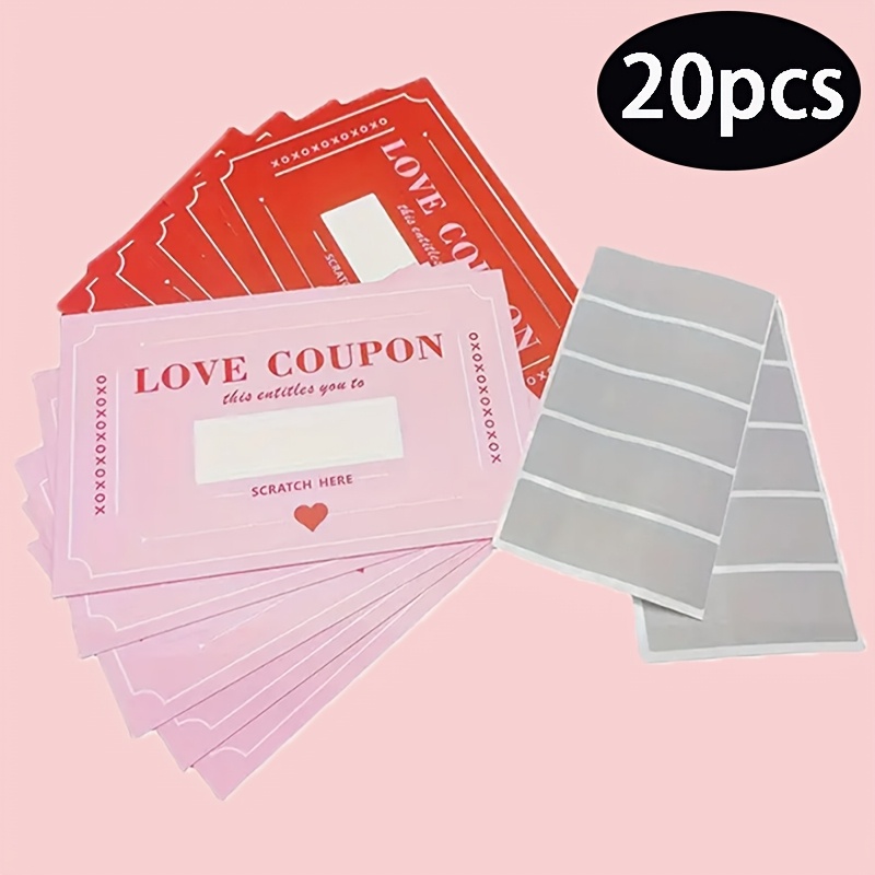 

Lot de 20 coupons à gratter de grande taille 5.5x3.5 pouces - Idées de soirée DIY, cadeau pour la Saint-Valentin, surprise unique ou elle, pour femme ou mari