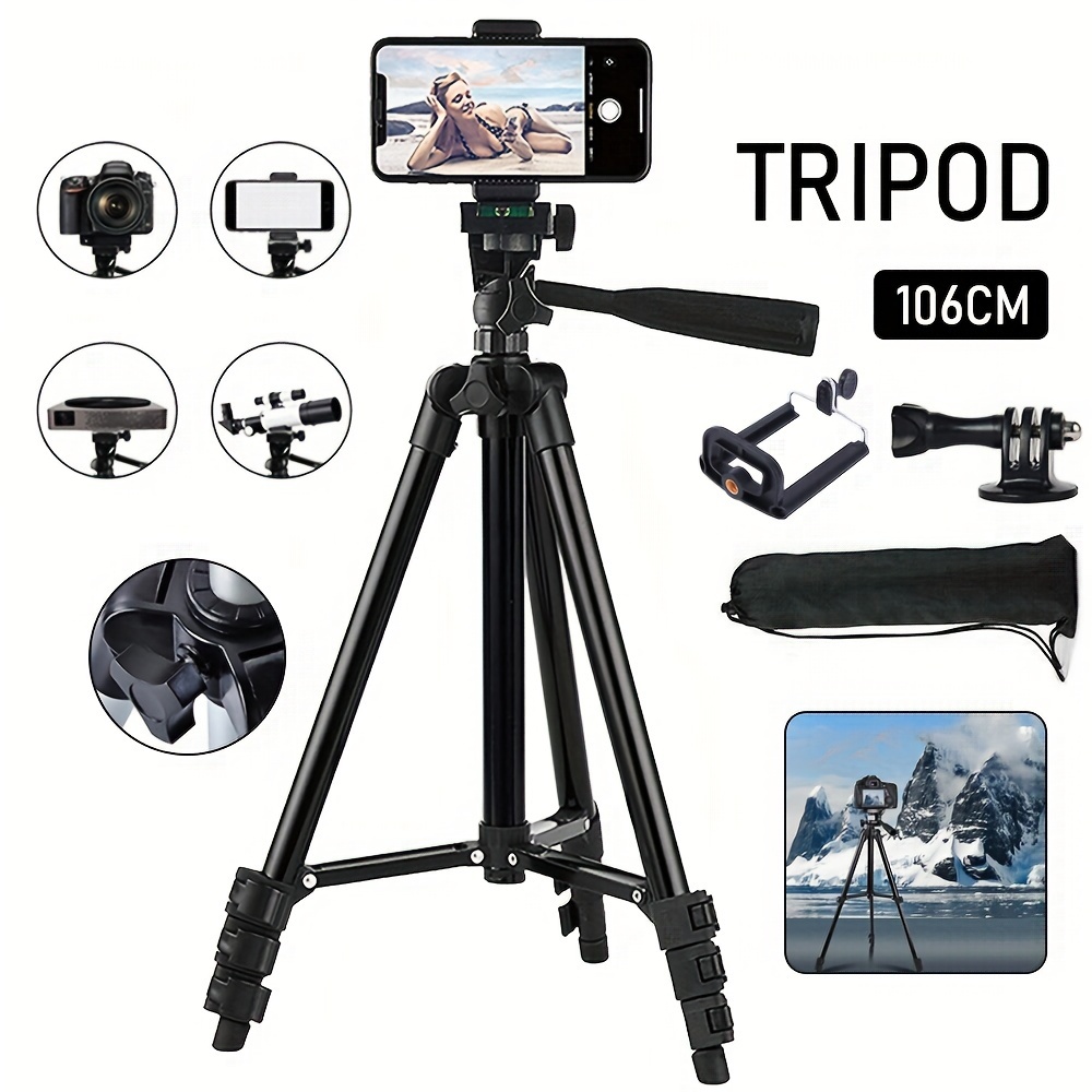 TEMU Tripod For Camera Phone Video Recording, Heavy Duty Camera Tripod Stand, Professional Travel Dslr Tripods Compatible With Iphone 141cm/106cm